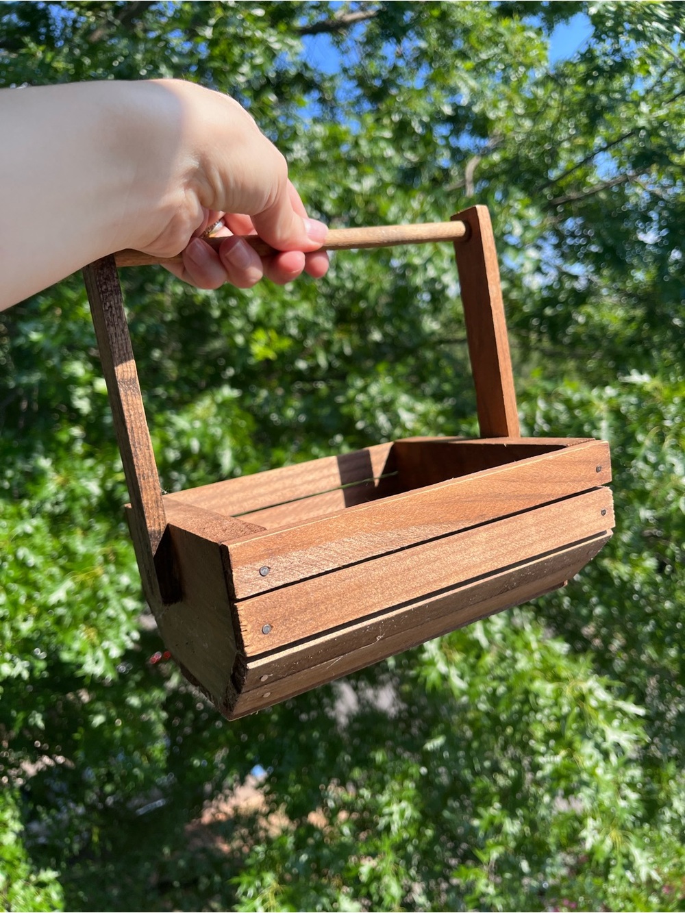 Vintage Wooden Caddy Organizer Tote Handle Farmhouse Primitive Rustic Decor